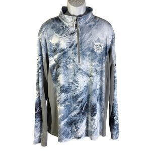 Habit Major League Fishing Pullover Mens XL Blue Mossy Oak Wakeform Camo 1/4 Zip